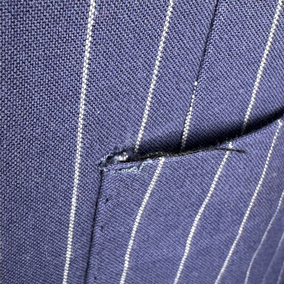 Peter Millar Blazer Suit Jacket Mens Large Blue Pinstripe Cotton Single Breasted - Picture 11 of 11